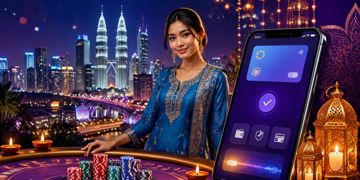Pengguna berbaju kurung mengakses kasino mudah alih 318i di Kuala Lumpur