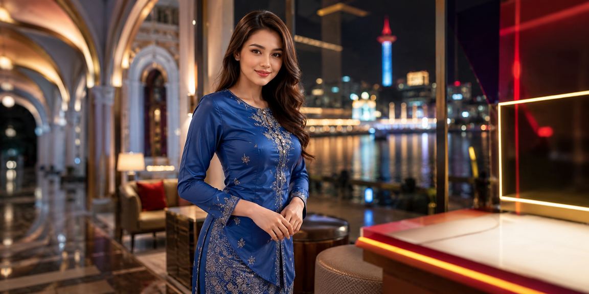 Pengguna Malaysia berbaju kurung menggunakan aplikasi kasino 318i untuk deposit